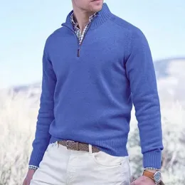 Männer Pullover Herbst Winter Zip-Up Design Pullover Strickwaren Einfarbig Pullover Stehkragen Warme Verdicken Bodenbildung Tops