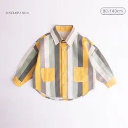 Spring Autumn Striped Boys Shirts Baby Kids Shirt Cotton Casual Tops 1-7T Fashion Plaid Blouses for Children 10 Colors