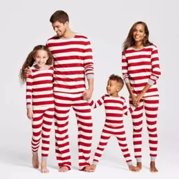 Família combinando roupas de natal pijamas conjunto sleepwear nightwear manga longa vermelho listrado ano roupas conjuntos mãe pai criança 2 peças 231120