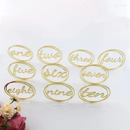 Party Decoration 10 Piece/ Lot Table Number Signs Gold Acrylic Roman Numerals Geometric Plate For Wedding Decortion