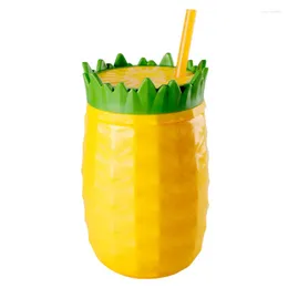 Mugs Cute Water Bottle For School Kids Girls BPA FREE Tritan Leak Proof Easy Clean Carry Handle Pineapple