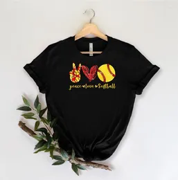 Koszulki damskie Peace Love Softball Lover Shirt 4 lipca got harajuku koszulki damskie Kawaii krótkie koszulki mody bawełnę