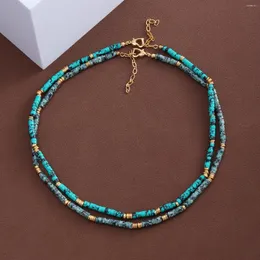 Choker Real Gold Plated Classic Natural Turquoise Stones HEISHI Beaded Necklaces For Women BOHO CHIC Collar