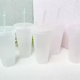 24 oz net fincan plastik şeffaf bardak yaz yeniden kullanılabilir soğuk içme kahve suyu kupa kapak ve saman fy5305 0421