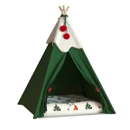 kennels pens Pet Tent House Dog Bed Portable Removable Washable Teepee Puppy Cat Indoor Outdoor Kennels with Cushion Christmas Decoration 231120