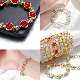 Strand 2023 Gradient Crystal Glass Kids Armband för kvinnor Flickor Färgglada smyckespresent