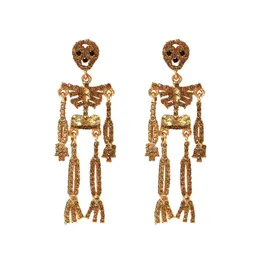 Charme Europeu e American Crossforder Exagerado FL Diamond Skl Brincos Retro Halloween Funny Skeleton Long Women Drop De Dhgarden Dh97k