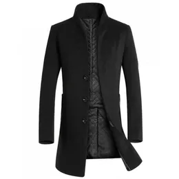 Mens Wool Blends Winter Jacket Men Stand Collar Overcoat SingleBreasted Long Trench Coat Cardigan Abrigo Hombre 231120