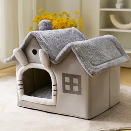 Canili penne Morbida cuccia per gatti camera per il sonno profondo casa invernale per cani tappetino staccabile tenda per animali domestici gattino cucciolo Cama Gato forniture 231120