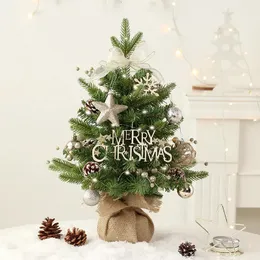 Decorações de Natal kit de decoração PVC caixa octogonal rotativa mini conjunto de árvore desktop DIY 231120