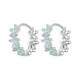 Brincos de argola moda azul gota de óleo pequena flor para mulheres luxo versátil temperamento orelha studs jóias da menina presentes do feriado