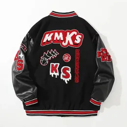 Män s päls faux amerikansk bokstav flocking baseball enhetlig jacka y2k retro vintage älskare motorcykel casual för män och kvinnliga rockar 231120