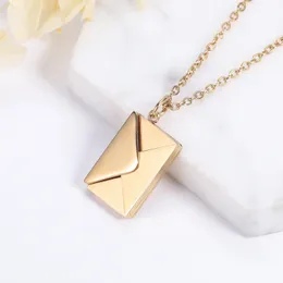 Pendant Necklaces Love Letter Envelope Pendant Necklace Customized Stainless Steel Jewelry Confession Love You for Valentine Day Mother Day Gift 231121