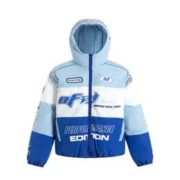 Vintage sportjacka vinterhuven parka män motorcykel racing tjock varm bubbla jacka 2023 hip hop lapptäcke puffer ytterkläder