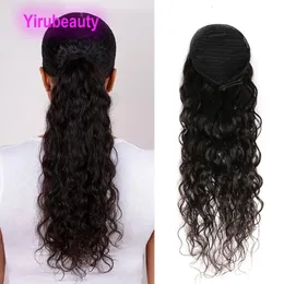 ブラジルペルーのインドの生の100％人間のバージンヘアポニーテール水波100g/セット8-24インチナチュラルカラー