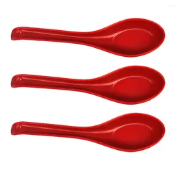 ملاعق 3 PCS Melamine Owhare Soup Soup Spoon يمكن التخلص منها آسيوي من البلاستيك من البلاستيك الخشبي