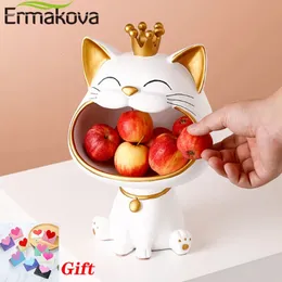 Dekoratif Nesneler Figürinler Ermakova Lucky Cat Heykel Heykel Masa Dekorasyon Minyatür Figürin Günü Depolama Kutusu Modern Dekor 231120