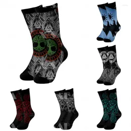 Men's Socks Tattoo Symbol Viking Armor 3D Print Long Cotton Cycling Casual Novelty High Men Women Funny Colorful-5