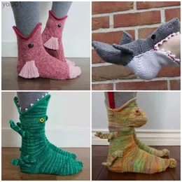 Socks Hosiery Christmas Gift Shark Fish Chameleon Knit Crocodile Winter Warm Floor Sock for men womenL231121