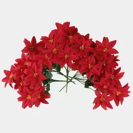 装飾的な花が手作りのポインセチアフラワーリアルなクリスマスブランチ5パックフェイクフローラル装飾
