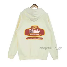 Rhude Men 's Hoodies 스웨트 셔츠 디자이너 Rhude Hoodie Mens Rhudes Hoody Hooded Sweatshirt Felpa Uomo 틈새 패션 브랜드 Sudadera Autumn Winter 10 3K48