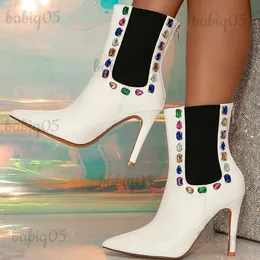 Boots Diamond Shiny Stiletto Super High Heel Women Ankle Boots Sexig Sweet Party Dress Ladies Booties Winter Fashion Elegant Shoes T231121