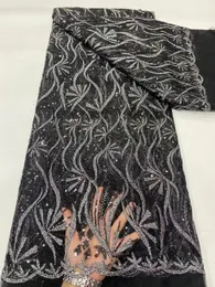 Kumaş siyah Afrika dizisi tül dantel kumaş yüksek kaliteli payetler net nakış dantel kumaş fransız woemn gece elbisesi dik 231120