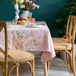 Bordduk broderad bordduk enkel klassisk domstolsstil Bomull och linne TEATABLE rosa dekorativt hem utsökta