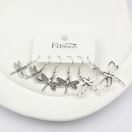 Wholesale 3prs Set Earrings Vintage Dragonfly Drop Dangle Earrings For Women Gift Insect Jewelry