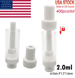 2 ml Vollkeramik-Zerstäuber USA STOCK Vape-Patronen E-Zigaretten-Wagen Dickes Öl leer Einpressspitze Keramikspulen-Verdampfer Rundes Mundstück Einpressen durch Maschinen