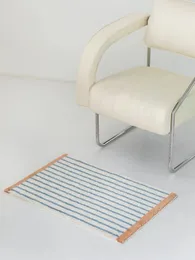 Tapete minimalista listrado tapetes de pelúcia confortável absorvente banheiro porta tapete casa macio cabeceira tapetes bar tapis tapete 231120