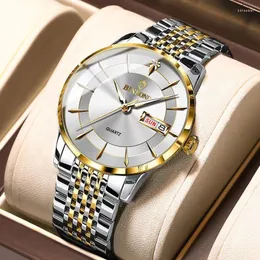 Zegarek 2024 Binbond B2077 zegarek biznesowy dla mężczyzn luksusowy oryginalny wodoodporny stal ze stali nierdzewnej Złoty samiec Masculino Masculino