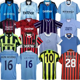 Retro Man City Camisas de futebol Haaland Eidos Gallagher Weah Tevez Kun Aguero Dzeko Kompany ManCHester Vintage Shirts Classic 9 11 12 81 82