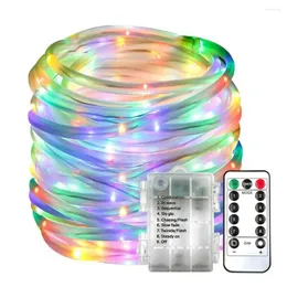 Cordas 10/20/30m LED corda luz bateria operada tubo de fio de cobre corda 8 modos com fada remota para decoração de casamento de Natal