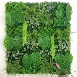 Dekoratif çiçekler 40x60cm yeşil yapay bitkiler duvar paneli diy plastik açık çimenler halı dekor parti bahçe çim çiçek