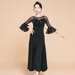 Sahne Giyim 2023 Zarif Balo Salonu Dans Elbisesi Kadınlar Modern Pullu Giysiler Ulusal Standart Tango Waltz Uygulama Kostümü