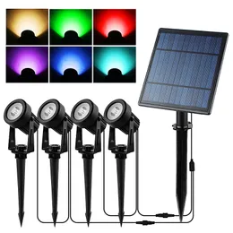 Outdoor wall lamp Lawn lamps Solar Spotlights Landscape Lights IP65 Waterproof 3m Cable Auto On/Off, Warm White RGB for Garden Yard fence path courtyard 4led security