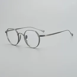 Solglasögonramar Kameman Pure Titanium Eye Glasses Frame For Men KMN9916 Rund vintage Eyewear Myopia Optical Recept Gelglas Kvinnor