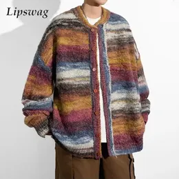 Herrenpullover Pullover Herren Y2K Jacken Herbst Winter Mode Kontrastfarbe Jacquard Strickjacke Herren Langarm Mantel Strickwaren 231120