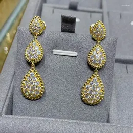 Pendientes traseros de alta calidad, joyería de tendencia de verano, pendientes largos de gota para mujer, clips brillantes con bonito diseño, regalo accesorio de fiesta