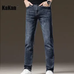 Men S Jeans Kakan Koreańska wersja młodzieżowej jesieni i zima dla mężczyzn Slim Pasptiting prosta lampka swobodnie pluszowy K42 563 231120