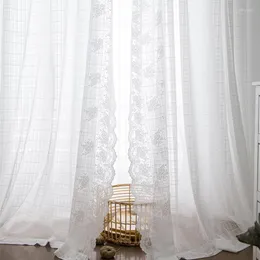 Gardin gardiner för levande matsal sovrum anpassad modern minimalistisk vit amerikansk pastoral nordisk spets fönsterdekor