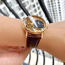 Zegarek na rękę Rafy Tiger Mase Watche Matens Szkielet Mechaniczny zegarek Rose Gold Case Wit ze stali bransoletka Ultra Thin RGA1995