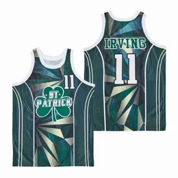 High School Basquete St Patrick Kyrie Irving Jerseys 11 Clover Alternate Men Moive Pulôver HipHop University Para Fãs Esportivos Equipe Verde Respirável Algodão Puro