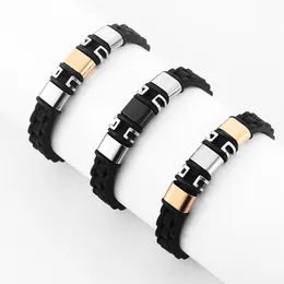 Мужчина в стиле Black Silicone Chain Bracelet Спортивные браслеты браслеты ювелирные изделия