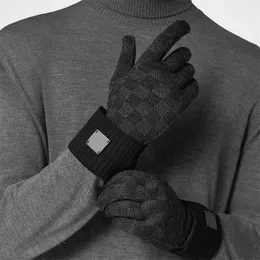 Luxo masculino feminino luva l designer dedo luvas neo petit damier cashmere inverno gants quente handschuh moda guantes marca luvas