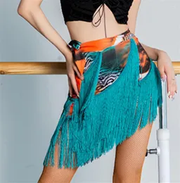 Stage Wear Latin Dance Performance Skirt Printing Color Three Layers Lashing Dress Fashion Dancing Training Miniskirt