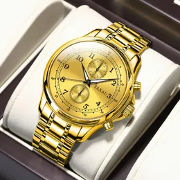 Wristwatches JSDUN-Men's Waterproof Stainless Steel Wristwatch Original Gold Business Watch For Men Chronograph Fashion Trend Quartz Watches