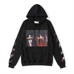 2023 Off Style Trendy Fashion Sweater Painted Arrow Crow Stripe Loose Hoodie Men's and Women's Coatjqm1off T-shirts Offs White Hot