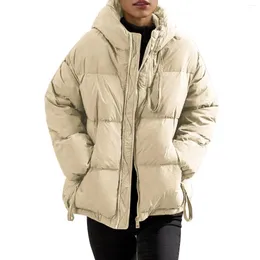 Vestes pour femmes couleur unie vers le bas automne et hiver loisirs vêtements en coton coupe-vent veste en peluche version coréenne Y2k manteaux épais